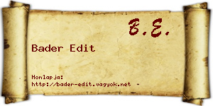 Bader Edit névjegykártya